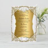 Invitation Photo Anniversaire Gold White Tiara (Debout devant)