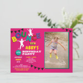 Invitation Photo Anniversaire Jump Bounce Party Trampoline (Debout devant)