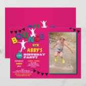 Invitation Photo Anniversaire Jump Bounce Party Trampoline (Devant / Derrière)