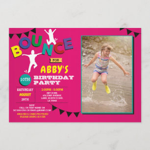 Invitation Photo Anniversaire Jump Bounce Party Trampoline
