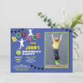 Invitation Photo Anniversaire Jump Bounce Party Trampoline Bl (Debout devant)