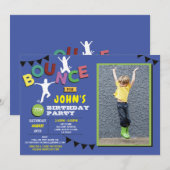 Invitation Photo Anniversaire Jump Bounce Party Trampoline Bl (Devant / Derrière)