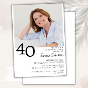 Invitation Photo Anniversaire Minimaliste 40 Ans