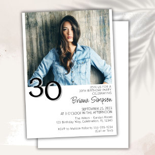 Invitation Photo Anniversaire Moderne Minimaliste 30 Ans