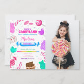 Invitation photo anniversaire modifiable Candy lan (Devant)