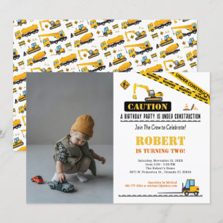 Invitation Photo Anniversaire n'importe quel âge Construction
