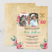 Invitation Photo Anniversaire N'importe quel âge Floral 2 Pho (Devant / Derrière)