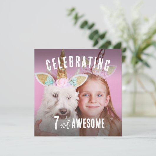 Invitation Photo Anniversaire personnalisé (Debout devant)