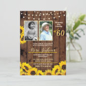 Invitation Photo Anniversaire Tournesol Bois 2 Photos (Debout devant)