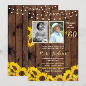 Invitation Photo Anniversaire Tournesol Bois 2 Photos (Devant / Derrière)
