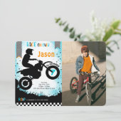 Invitation photo anniversaire vélo modifiable (Debout devant)