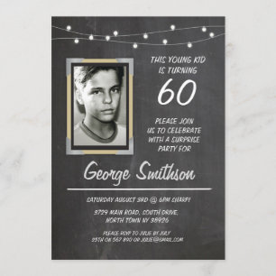 Invitation Photo Anniversaire Vintage Style Chalk Lights Invi