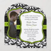 Invitation Photo Apple Vert Noir Damassé Mariage Vintage (Devant / Derrière)