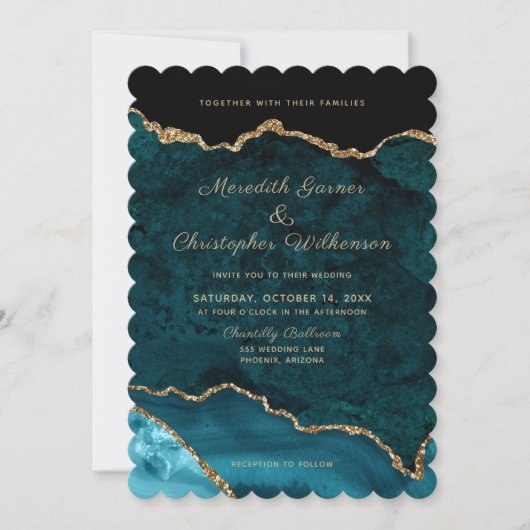Invitation Photo Aqua Turquoise Geode Agate Mariage (Devant)
