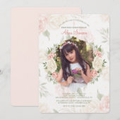 Invitation photo aquarelle avec cadre floral (Devant / Derrière)