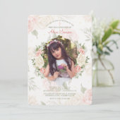 Invitation photo aquarelle avec cadre floral (Debout devant)