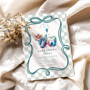 Invitation Photo Aquarelle colorée Diplôme de dentiste