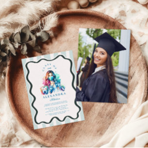 Invitation Photo Aquarelle Femme Dentiste Graduation
