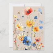 Invitation PHOTO Aquarelle Fleur sauvage Sweet 16 Champagne (Dos)