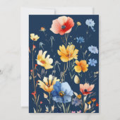 Invitation PHOTO Aquarelle Fleurs sauvages doux 16 bleu marin (Dos)