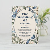 Invitation Photo Aquarelle Floral William Morris Mariage (Debout devant)