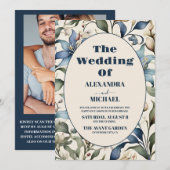 Invitation Photo Aquarelle Floral William Morris Mariage (Devant / Derrière)