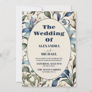 Invitation Photo Aquarelle Floral William Morris Mariage
