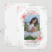 Invitation photo aquarelle rose parfaite (Devant / Derrière)