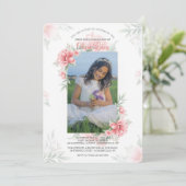 Invitation photo aquarelle rose parfaite (Debout devant)