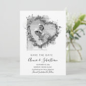 Invitation *~* PHOTO AR6 Coeur MARIAGE ÉCONOMISER LA DATE QR (Debout devant)