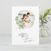 Invitation *~* PHOTO AR6 RSVP + QR Gold Mariage (Debout devant)