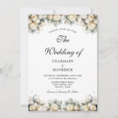 Invitation Photo Arc Avec Roses Blanches Mariage Élégant (Devant)