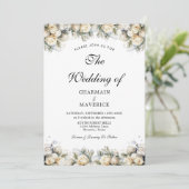 Invitation Photo Arc Avec Roses Blanches Mariage Élégant (Debout devant)