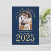Invitation Photo Arc Moderne Marine Gold Wedding Enregistrer (Debout devant)