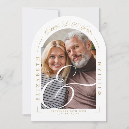 Invitation Photo Arch Calligraphie 50e anniversaire de Mariag (Devant)