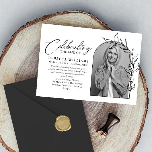 Invitation Photo Arch Foliage Célébration de la vie
