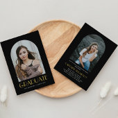 Invitation Photo Arch moderne Black & Gold Graduation Party