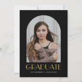 Invitation Photo Arch moderne Black & Gold Graduation Party (Devant)