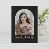 Invitation Photo Arch moderne Black & Gold Graduation Party (Debout devant)