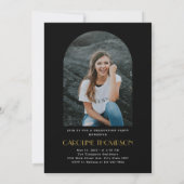 Invitation Photo Arch moderne Black & Gold Graduation Party (Dos)