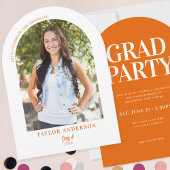 Invitation Photo Arch moderne Elégant Orange Graduation Party