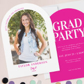 Invitation Photo Arch moderne Fuchsia Pink Graduation Party