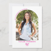 Invitation Photo Arch moderne Fuchsia Pink Graduation Party (Devant)