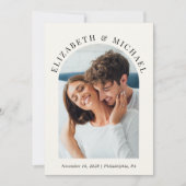 Invitation Photo Arch moderne QR Code Cream Mariage (Devant)
