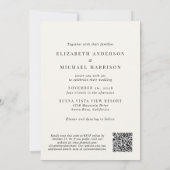 Invitation Photo Arch moderne QR Code Cream Mariage (Dos)