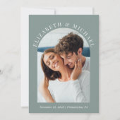 Invitation Photo Arch moderne QR Code Sage Mariage (Devant)