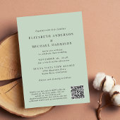 Invitation Photo Arch moderne QR Code Sage Mariage