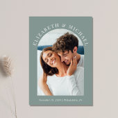 Invitation Photo Arch moderne QR Code Sage Mariage