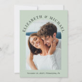 Invitation Photo Arch moderne QR Code Sage Mariage (Devant)