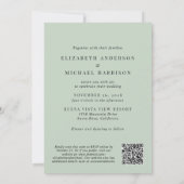 Invitation Photo Arch moderne QR Code Sage Mariage (Dos)
